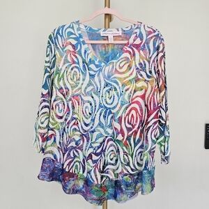 Leoma Lovegrove Colorful V-Neck Knit Top